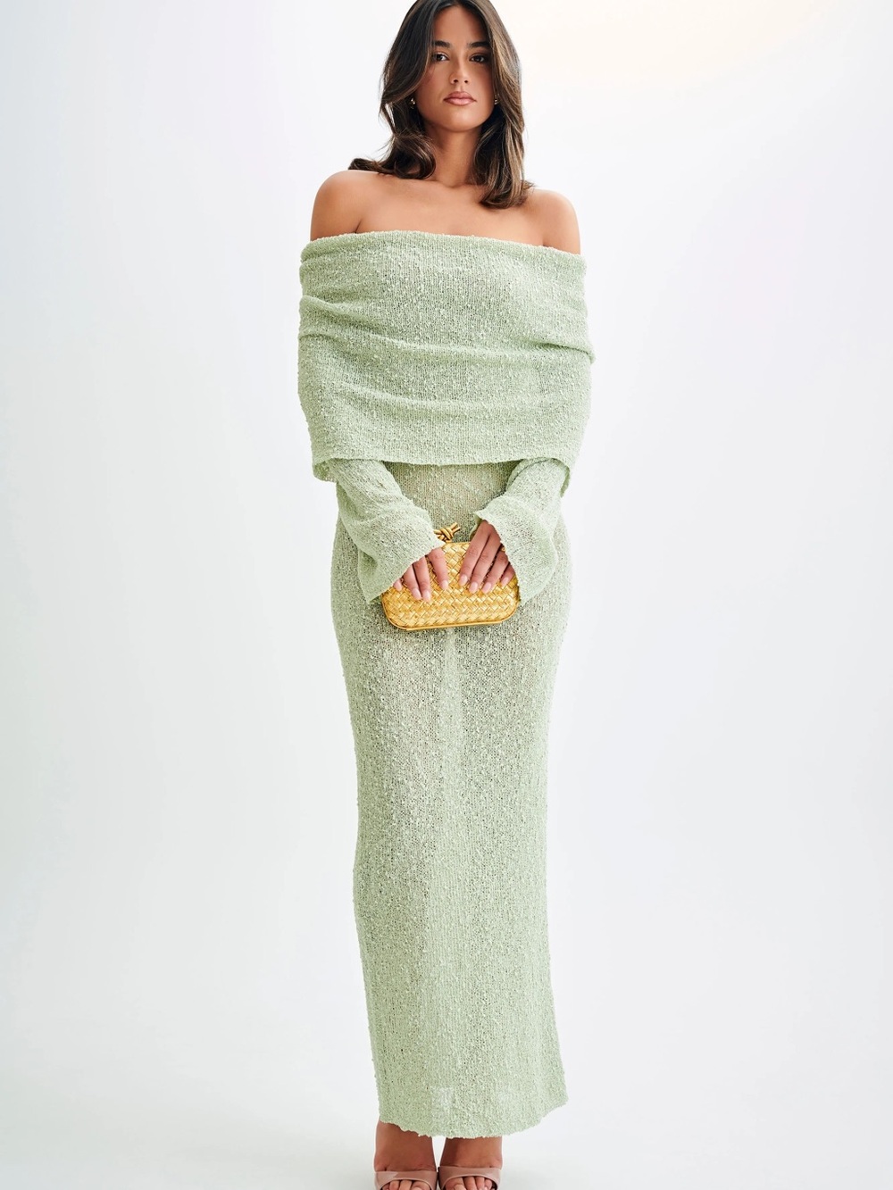 Marisol Off Shoulder Boucle Maxi Dress